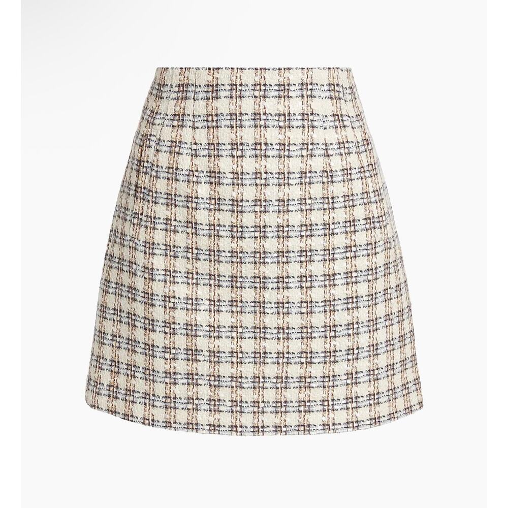 NEW NWT Veronica Beard Roman Skirt Ivory/ Camel Tweed Size 4